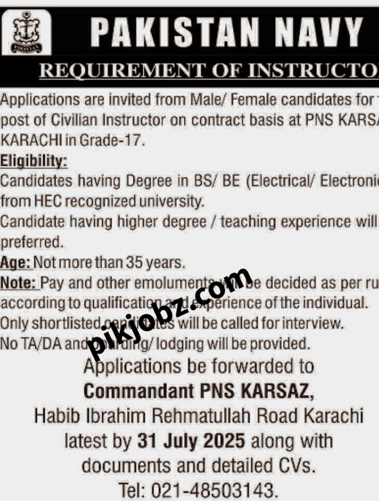 Join Pak Navy (Pakistan Navy Jobs 2025) -pikjobz